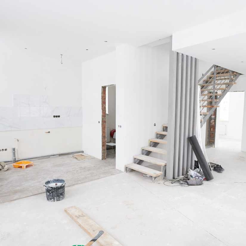 chantier de rénovation intérieure sur chaponost